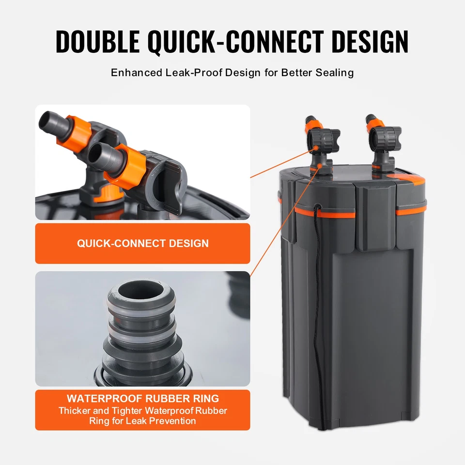 Bomba para pecera Uimoso 200 galones 5 etapas acuario bote filtro 9w UV 528GPH Foto 3 de 4