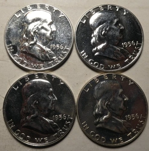4 1956 SILVER  PROOF  FRANKLIN HALF DOLLARS!
