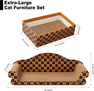 2 in 1 Cat Scratcher Couch & Scratching Box Extra Large 27 Inch Scratch Bed