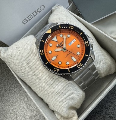 Seiko 5 Automatic Orange Dial Steel Bracelet Men's Watch SRPD59
