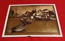 Vintage Signed Lionel Barrymore San Pedro Gold Foil Etching Art