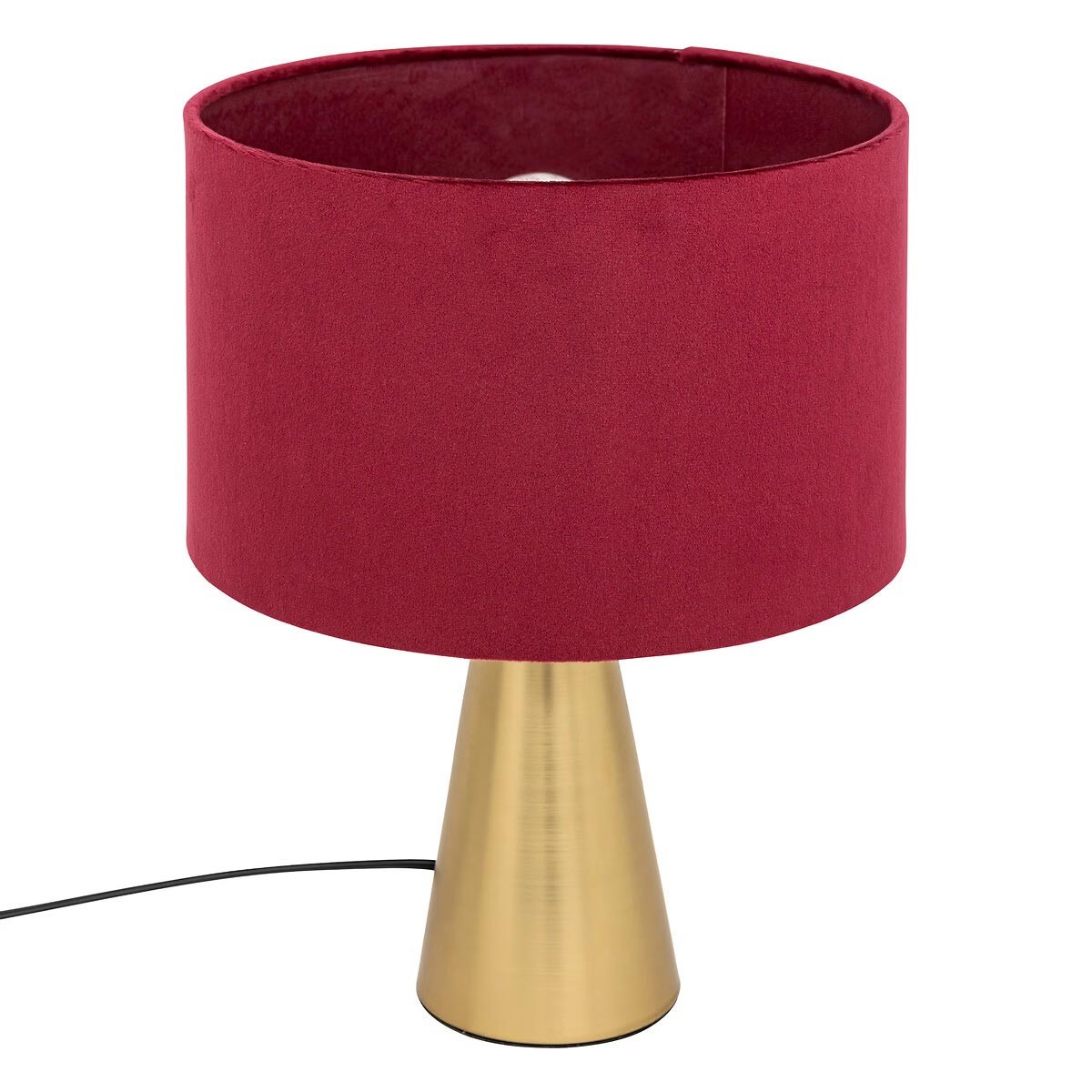 Lampe à poser en velours rouge Siana de 35cm pour réchauffer l'ambiance de votre chambre à coucher