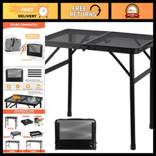 Folding Camping Grill Table - Portable Outdoor Metal Table for BBQ & Picnics