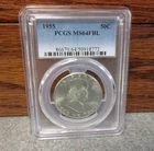 1955 Franklin Silver Half Dollar : PCGS MS64FBL : KEY MINTAGE DATE : BUY-IT-NOW