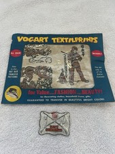 Vintage DAVY CROCKETT PINBACK And Vogart TEXTILPRINTS Iron On Transfers