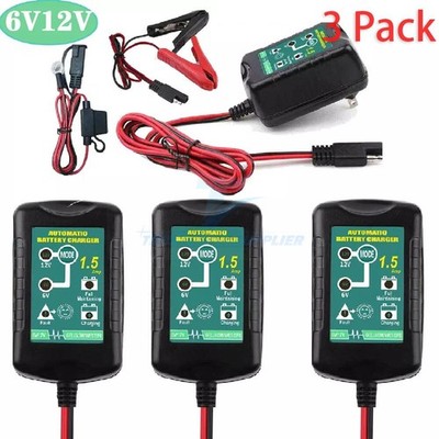 3Pack 6V 12V Automatic Battery Charger Maintainer Trickle Float Motorcycle Car