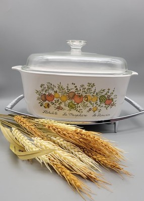 Vintage Corning Ware Spice of Life Centura Square Casserole Dish with glass lid