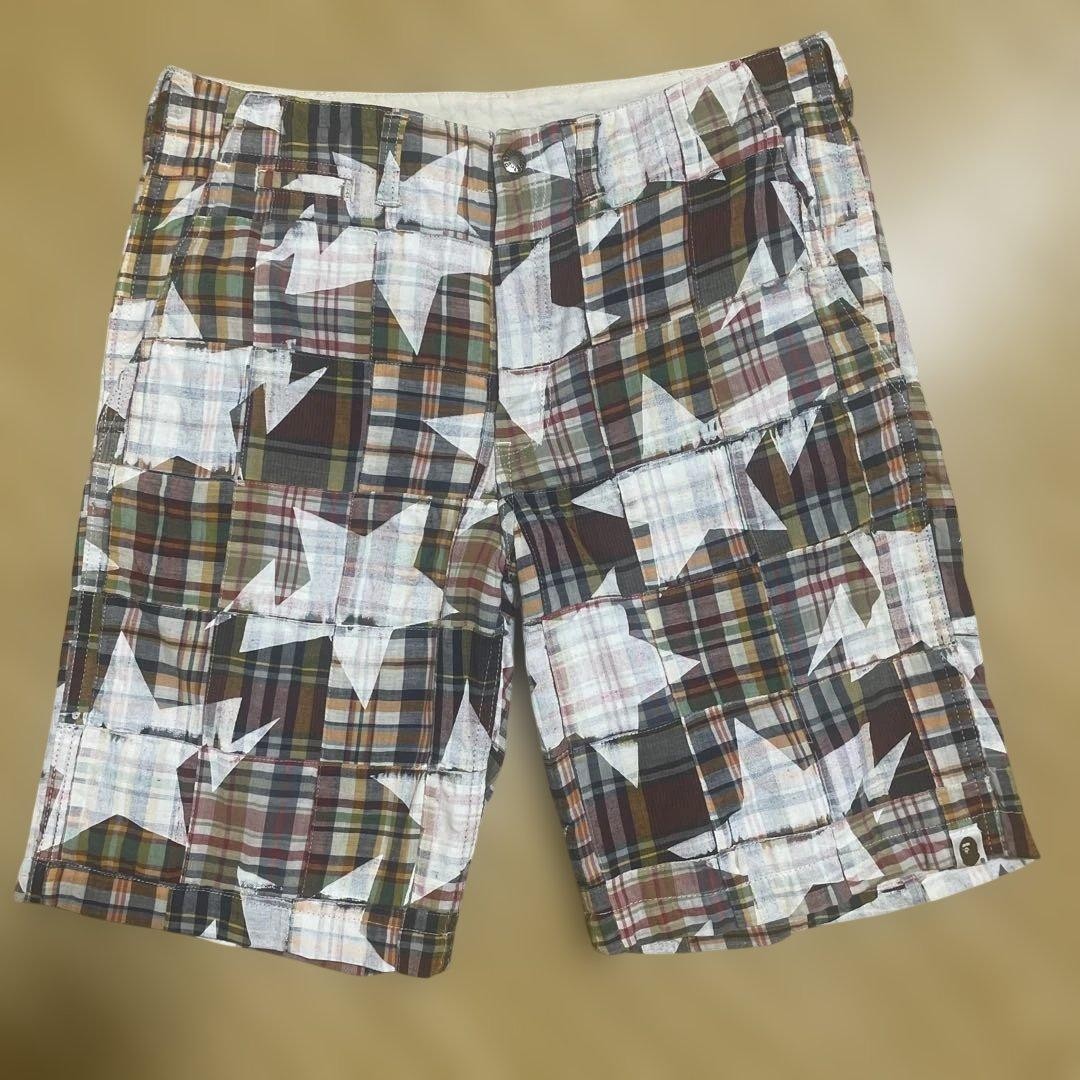 Bape Shorts Star Patchwork Multi Color Excellent … - image 1