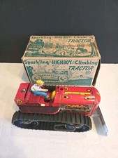 Vintage NOS Marx Windup Sparkling Highboy Climbing Tractor Tin Toy