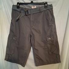 Levis Boys Youth Slim Cargo Shorts Size 18 Reg 29W Gray Denim White Tag EUC Belt