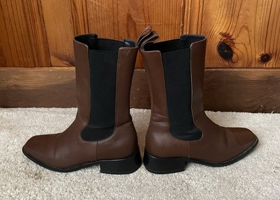 NEOUS Pros Leather Mid Calf Chelsea Boots in a Dark Brown Sz 36, US 5.5