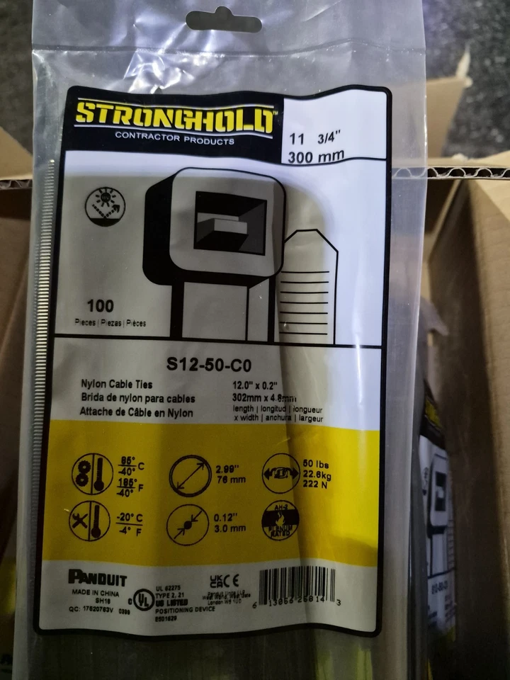 Bridas de cable Panduit Strong Contractor 50 lb negras Foto 2 de 4