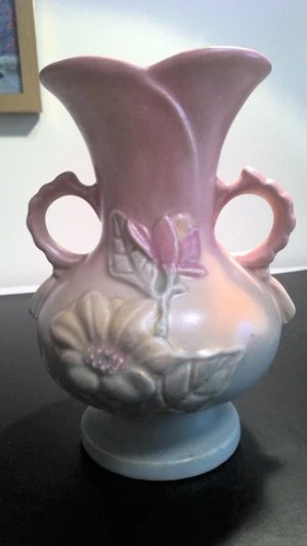 VTG MCM Hull Art Pottery "Magnolia" Vase Pink/Green USA Ceramic 1940s - MINT!