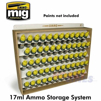 Munition AUFBEWAHRUNGSSYSTEM nimmt 60 x 17ml Flaschen AMMO Mig Jimenez Mig8005