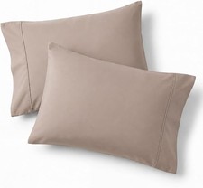 King Size Pillow Cases Set of 2 - Khaki Brushed Microfiber Pillowcases 2 Pack, S