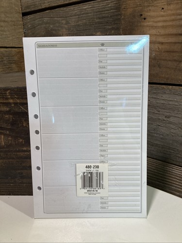 Day Runner Telephone Address Pages 30 Sheets Undated 5.5"x8.5" Sealed 3 & 7 Ring - Picture 2 of 2