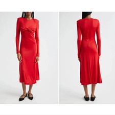 Farm Rio Twisted Cup Midi Red Dress - Size Small NEW