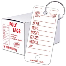 Versa-Tags 250 Tear-Proof Poly Key Tags - Plastic Key Tags for Automotive, Tr...