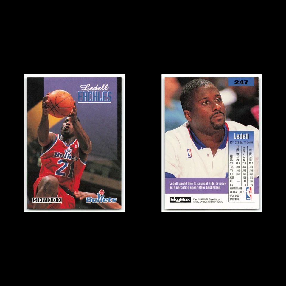 Ledell Eackles #247 1992 SkyBox Washington Bullets Basketball Card NBA NM - Image 3 of 3