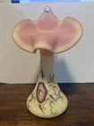 Fenton Glass Burmese Jack in the Pulpit Hand Painted Details, Signed And #’ed.