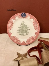 Royal Stafford Christmas Tree Green And Red Border Salad Plate 8”