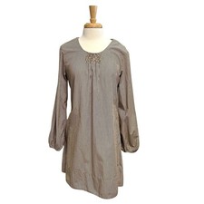 Erica Tanov Stripe Long Sleeve Popover Dress Modern Minimalist size 10/12