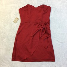 NWT Express Strapless Mini Sweetheart Dress Sz 8 Womans Red Wrap Tie Waist Party
