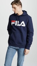 Fila Hoodie Mens Fila Logo Long Sleeves Navy Small   FREE SHIPPING  