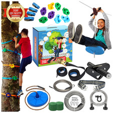 Zip Line Kit for Kids and Adults, 100/120/150/200 Ft, up to 350 Lbs, Removable T
