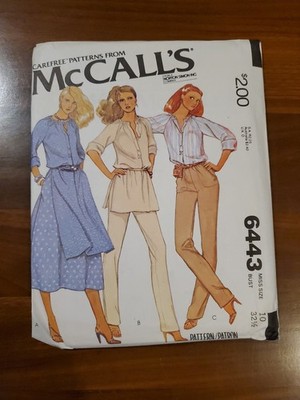 McCall's 6443 Size 10 Bust 32.5 Tunic Top Skirt Pants Sewing Pattern 70s FF