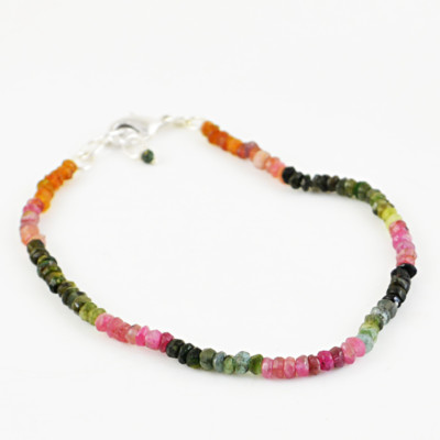 Faceted 46.50 Cts Earth Mined Round Shape Watermelon Tourmaline Beads Bracelet