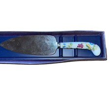 Sheffield England Stainless Steel Cake Server/ Knife Floral Handle VTG
