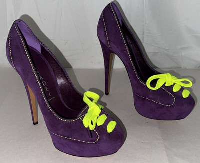 6.5 CASADEI Suede Leather Sneakers Heels High Heel Sneaker Platform Pumps ITALY