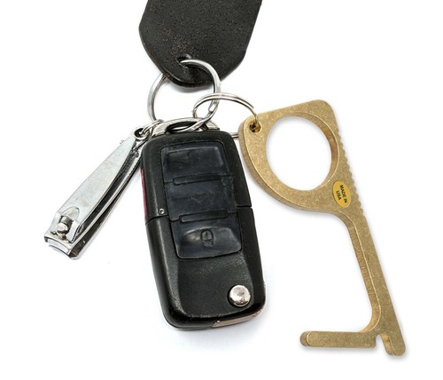 ZipSafe No-Touch Messing Schlüssel Safe Türöffner Kontaktloser Schlüsselanhänger Werkzeug 0073-019x2 - Bild 6 von 6