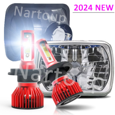 Pair For Toyota Pickup 82-95 Tacoma 1995-1997 5x7'' 7x6'' LED Headlights HI/LO DRL