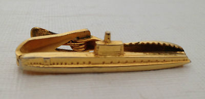 Vtg US Navy Tie Bar Clasp Gold Tone H-H Hilborn-Hamburger Eagle Star Makers Mark