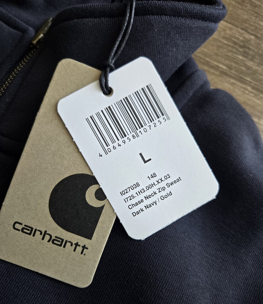 NWT Carhartt Work In Progress WIP Chase Neck Zip Sweatshirt Dk