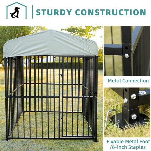 Large Outdoor Dog Kennel Heavy Duty Dog Cage with Cover Roof, Dog Playpen Fence - Picture 38 of 47