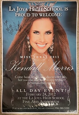 Miss America Texas 2011 Kendall Morris Poster Autograph