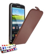 ETUI FOLIO A RABAT SAMSUNG GALAXY NOTE 2 N7100 OPEN FLIP MARRON ECO-CUIR (PU)