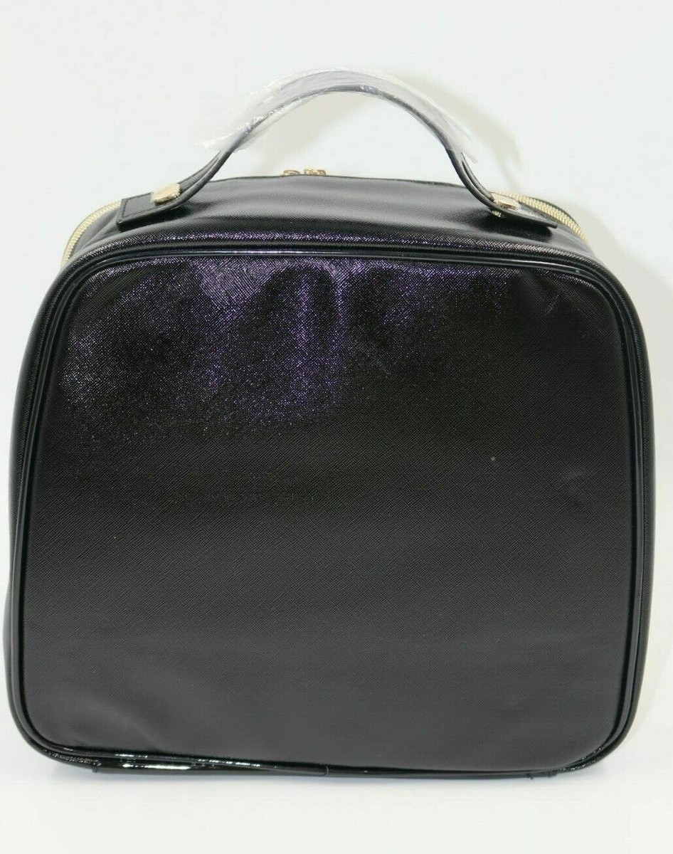 Lancome Paris Large Black Square Cosmetic Makeup Travel Bag TRAIN