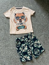 Cat  Jack Boys 2 Pc  High Score  T Shirt  Shorts Pajama Set - Size XS 4/5 