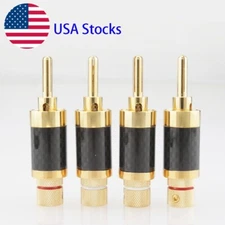 4Pcs Carbon Fiber 24K Gold plated Banana Plug HiFi Speaker cable Jack Connector