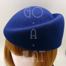 CLASSIC Wool Felt Women Pillbox Hat Beret Groove Party Cloche NEW  57cm  Navy