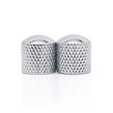 2Pcs Chrome Metal Guitar Dome Control Volumn Tone Knob Knurled Split Shafts