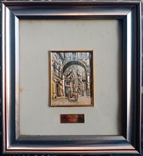 Quadro Roma sparita Borgo Pio, certificato argento 925 Lavorazione sbalzo a mano