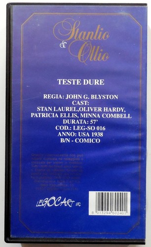 VHS VIDEOCASSETTA STANLIO & OLLIO TESTE DURE LEGOCART - Picture 2 of 2