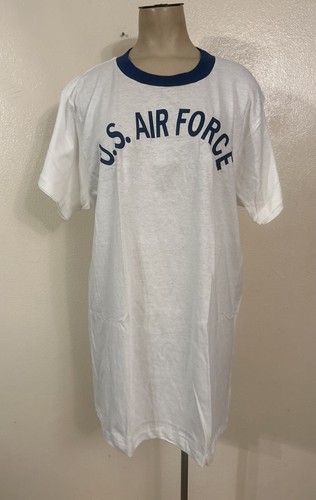 Vintage USAF US Air Force T Shirt Military USGI Cotton Johnstown Knitting - Sz L