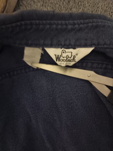 Woolrich Shamois Cloth Shirt Small 90s Vintage USA Flannel Brushed Cotton Blue - Picture 11 of 15