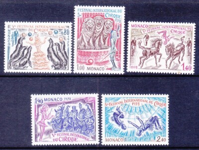 Monaco 1130-34 MNH 1978 5th International Circus Festival Set of 5